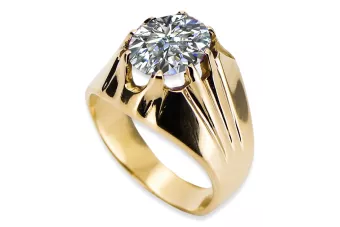 14K жълто злато Циркон Пръстен Винтидж крафт vrc016y